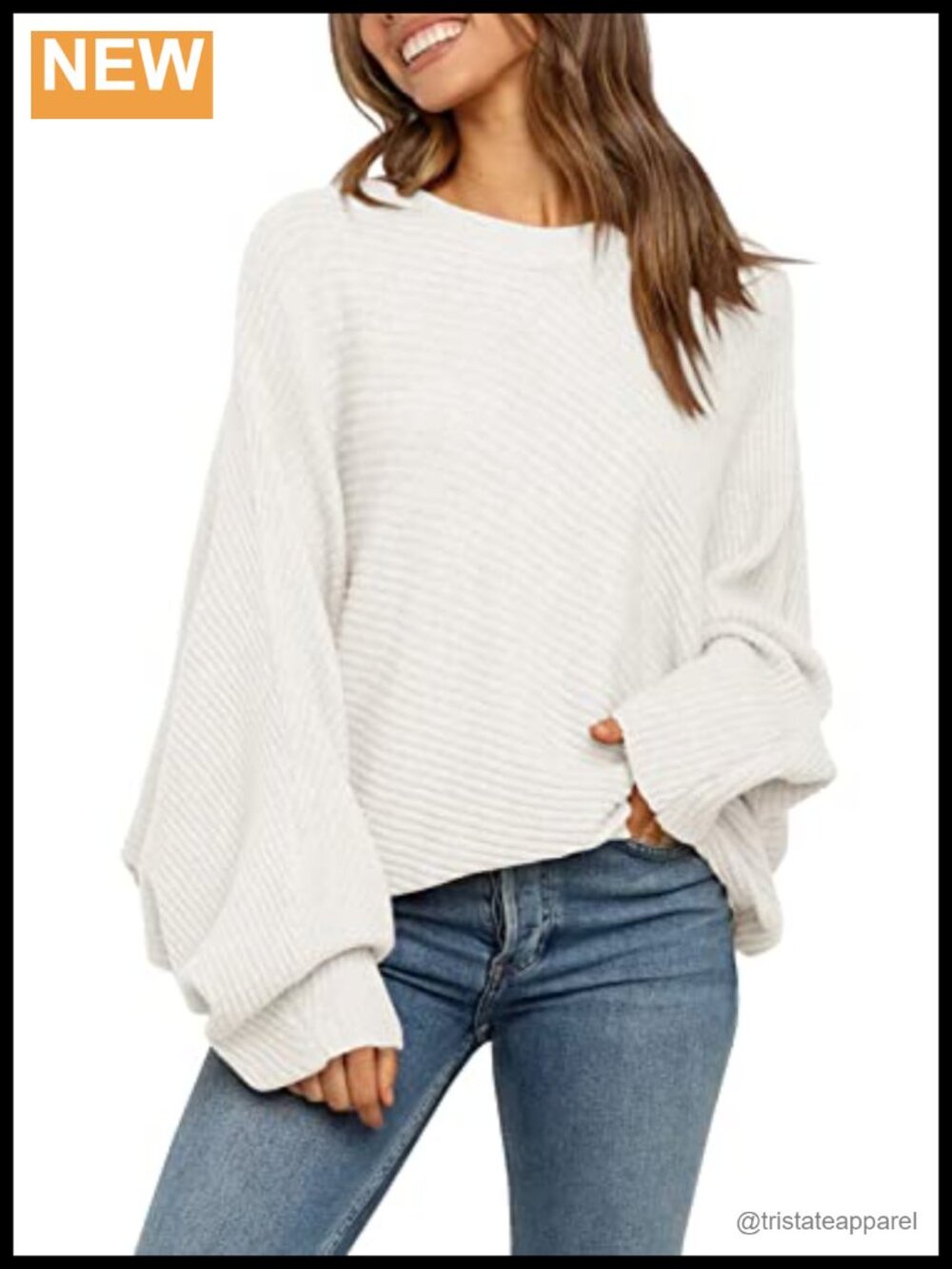 Oversized Crew Neck Pullover Sweater - Lightweight Knit